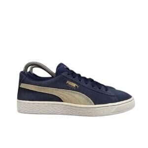 Puma Shoes Kids 5 Sneaker Casual Suede Classic Lace Up Blue Beige Trainer Active